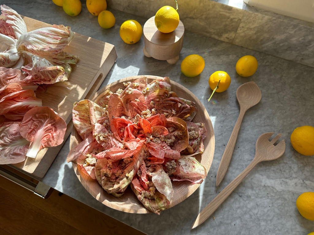 Chicory Rosa Salad + Lemon Walnut Dressing